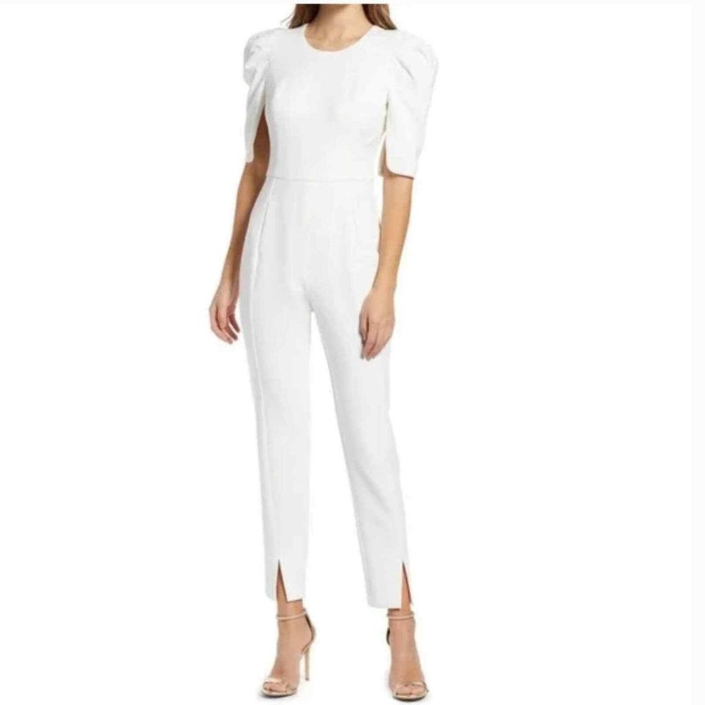 Black Halo Russo Jumpsuit Size 12 Porcelain White